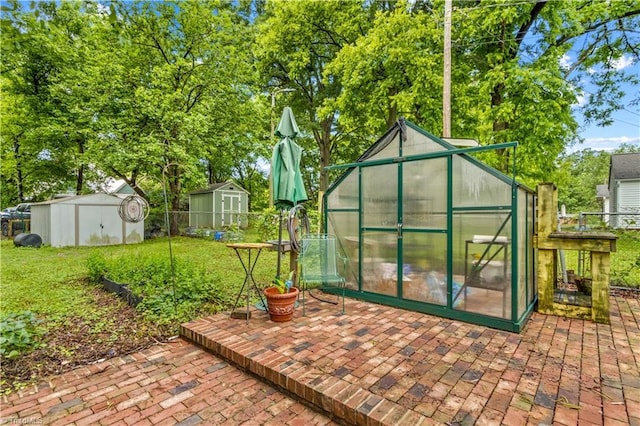 119 Wiley Ave, Salisbury, NC 28144 - view of patio with an exterior structure and view of wooded area
