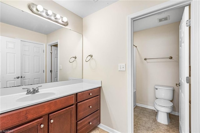 4012 Chianti Way, Greensboro, NC 27410 - full bath featuring vanity, toilet, baseboards, tile patterned floors, and shower / bathtub combination with curtain