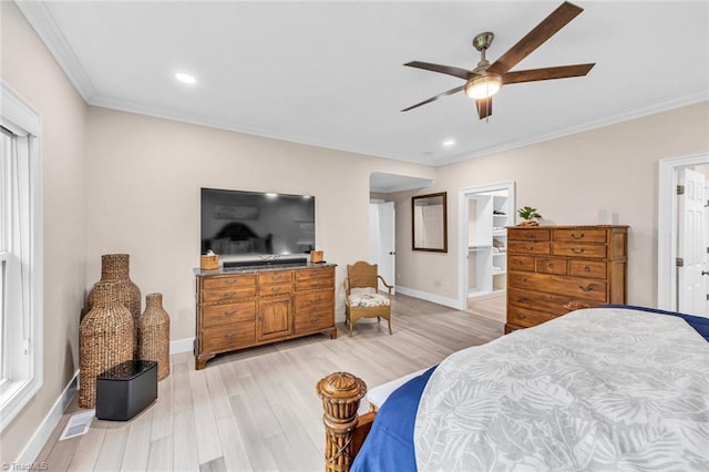 104 Shawnee Cir, Lexington, NC 27295 - bedroom featuring crown molding, recessed lighting, baseboards, and light wood-type flooring