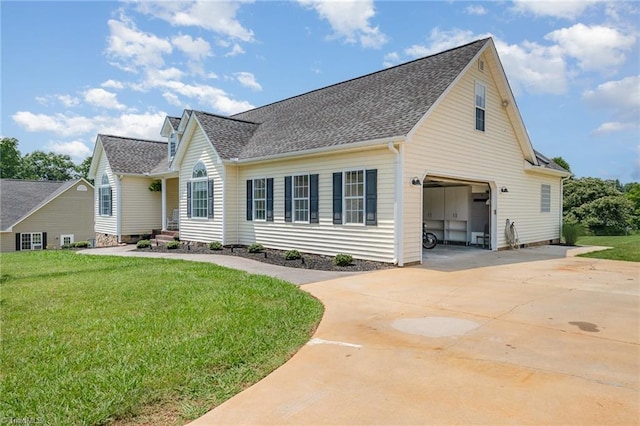 2264 Loflin Farlow Ln, Sophia, NC 27350 - traditional-style house featuring a front lawn, a shingled roof, and concrete driveway