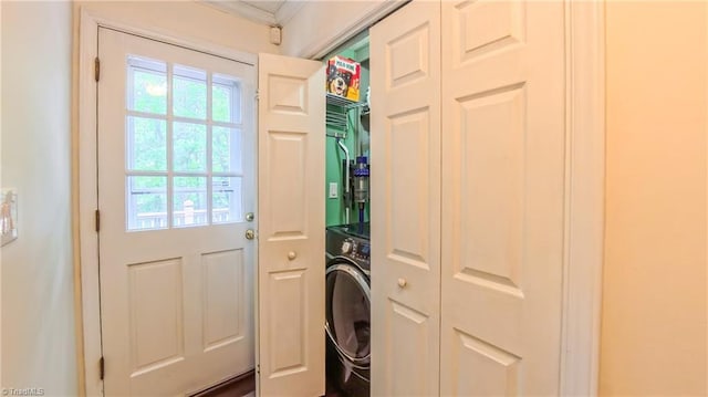 1721 Abbottsford Dr, Kernersville, NC 27284 - laundry room with washer / clothes dryer and ornamental molding