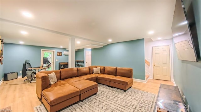 1721 Abbottsford Dr, Kernersville, NC 27284 - living area with light wood-style flooring, recessed lighting, and an office area