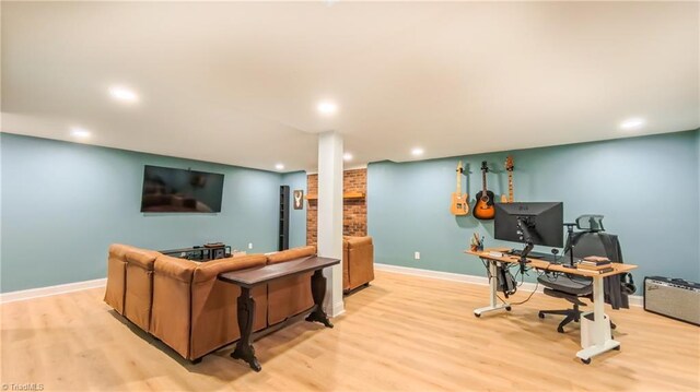 1721 Abbottsford Dr, Kernersville, NC 27284 - living area featuring wood finished floors, recessed lighting, and an office area