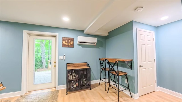1721 Abbottsford Dr, Kernersville, NC 27284 - bar with a wall mounted AC, wood finished floors, and recessed lighting