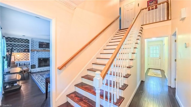 1721 Abbottsford Dr, Kernersville, NC 27284 - stairway featuring wood finished floors and a fireplace