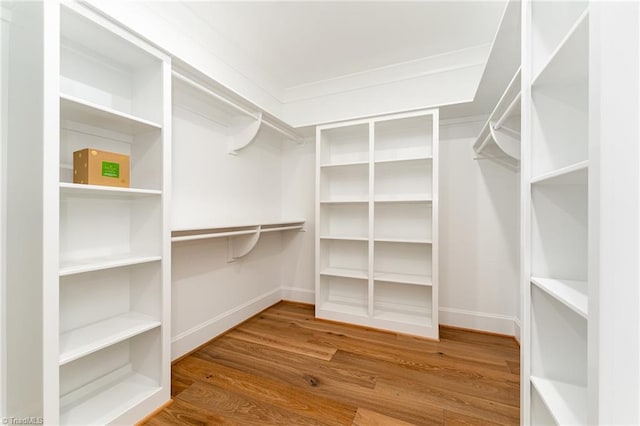 spacious closet featuring hardwood / wood-style floors