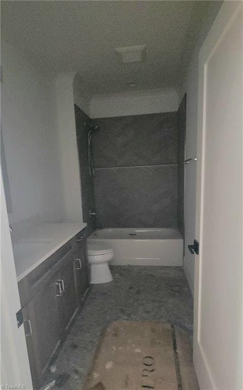 full bathroom with vanity, toilet, and shower / bathtub combination