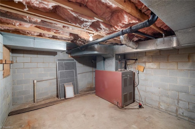 basement with heating unit