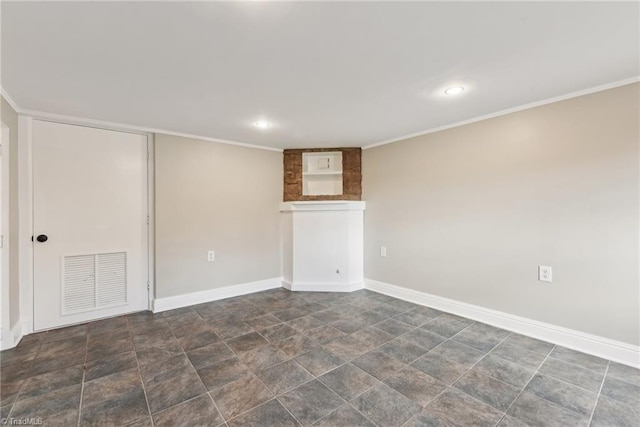 basement with crown molding