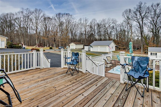 deck with an outdoor structure