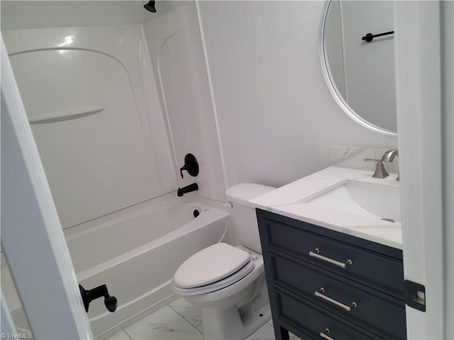 full bathroom with vanity, toilet, and shower / bath combination