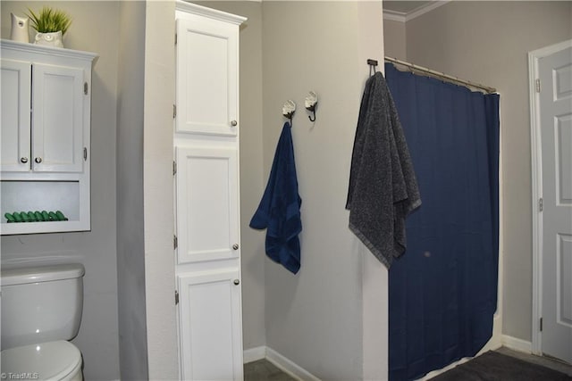 621 Southern Rd, King, NC 27021 - bathroom with a shower with curtain and ornamental molding