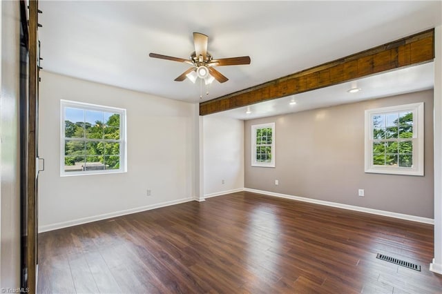 3640 Wyandotte Ave, Winston-Salem, NC 27127 - unfurnished room with a ceiling fan, dark wood-style flooring, and plenty of natural light