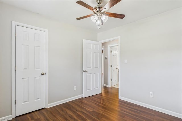 3640 Wyandotte Ave, Winston-Salem, NC 27127 - unfurnished bedroom with dark wood-style flooring and a ceiling fan