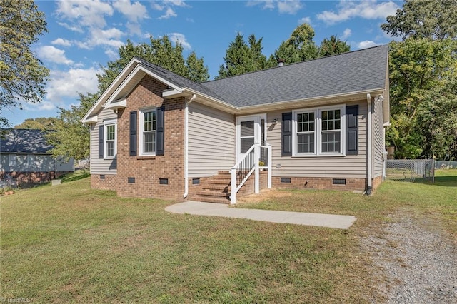 view of front facade with a front lawn