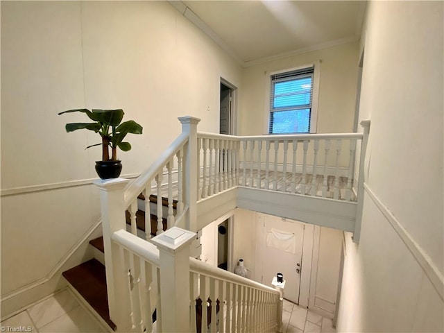 1415 E 4th St, Winston-Salem, NC 27101 - staircase featuring ornamental molding and tile patterned flooring