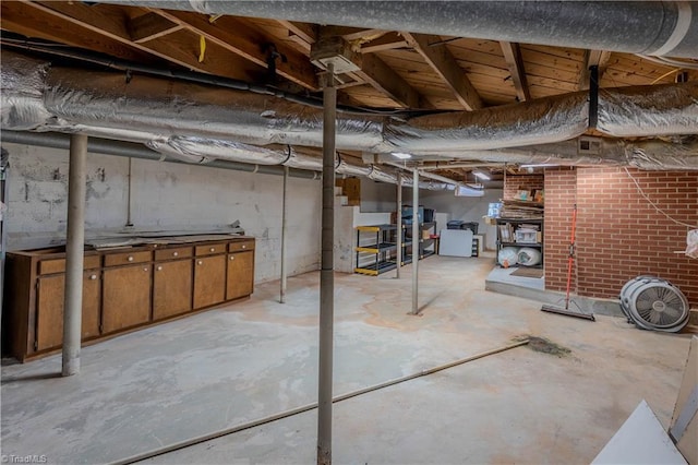 view of unfinished basement