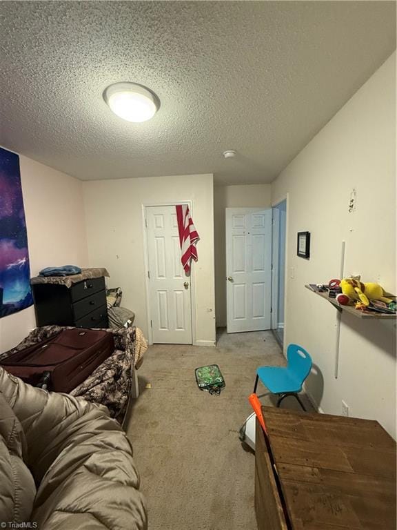 interior space with a textured ceiling