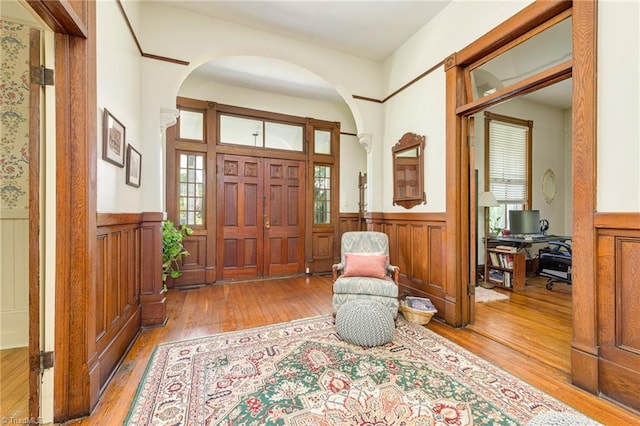 foyer featuring hardwood / wood-style floors