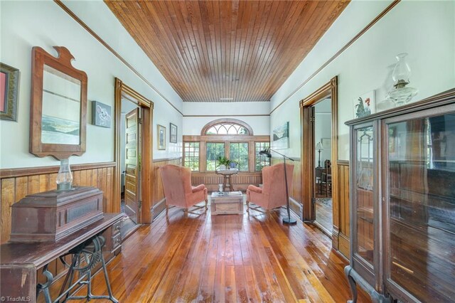 sunroom / solarium with wooden ceiling