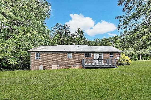 5948 Muddy Creek Rd, Archdale, NC 27263 - back of house featuring crawl space, a deck, a yard, and brick siding