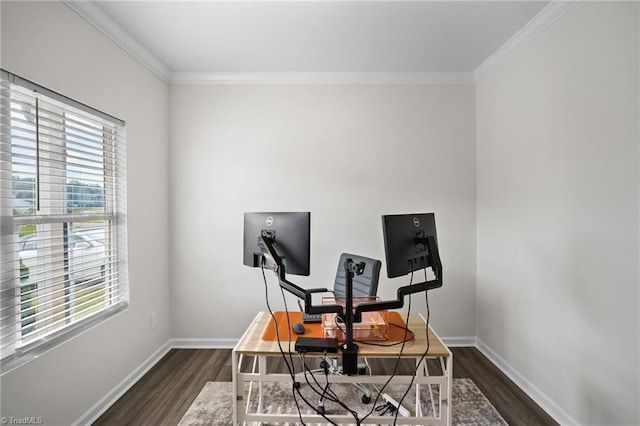 635 Cam Cir, High Point, NC 27265 - home office with dark wood-style floors, ornamental molding, and baseboards