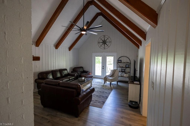 123 Greenbriar St, Mount Airy, NC 27030 - living area with wood finished floors, ceiling fan, and french doors