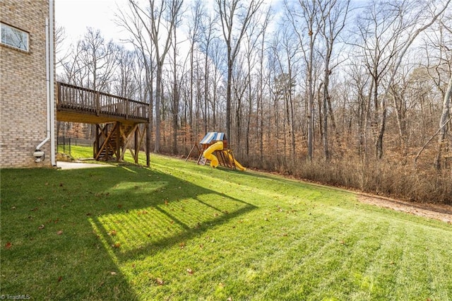 view of yard with a deck