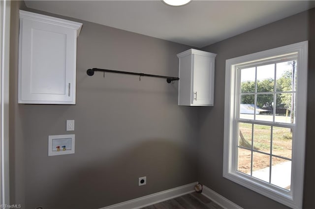 washroom with washer hookup, dark hardwood / wood-style floors, and electric dryer hookup