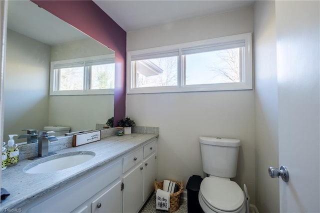 bathroom with toilet and vanity