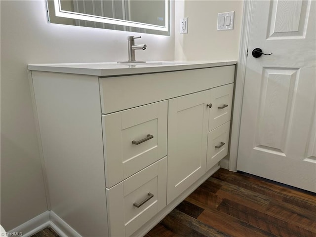 bathroom featuring wood finished floors and vanity