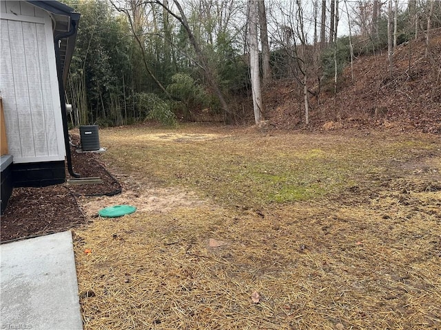 view of yard with central air condition unit