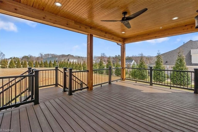 deck featuring a ceiling fan