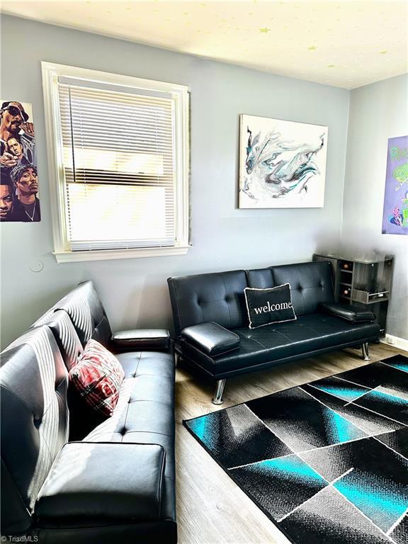 living room featuring baseboards and wood finished floors