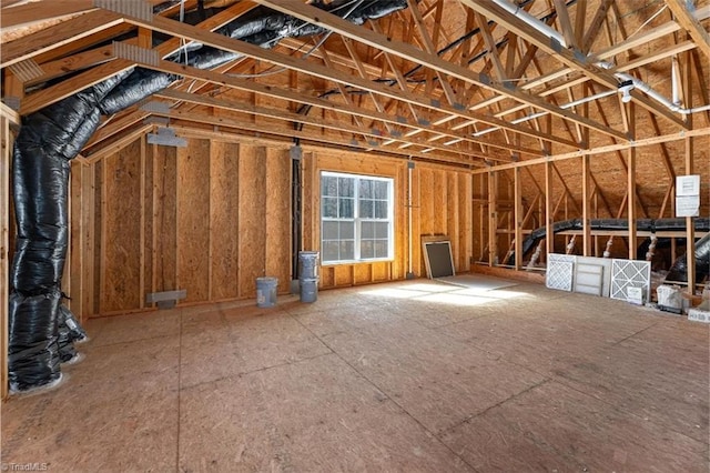 view of unfinished attic