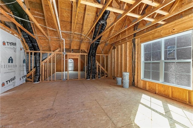 view of unfinished attic