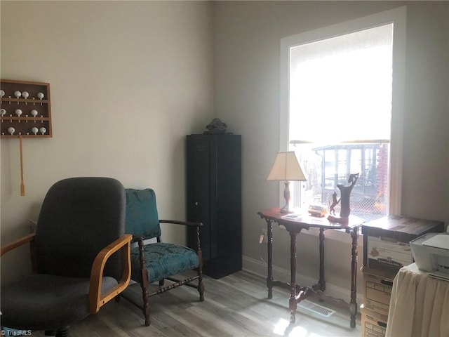 living area featuring wood finished floors