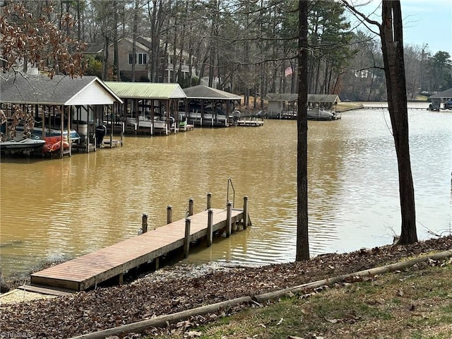 view of dock featuring a water view