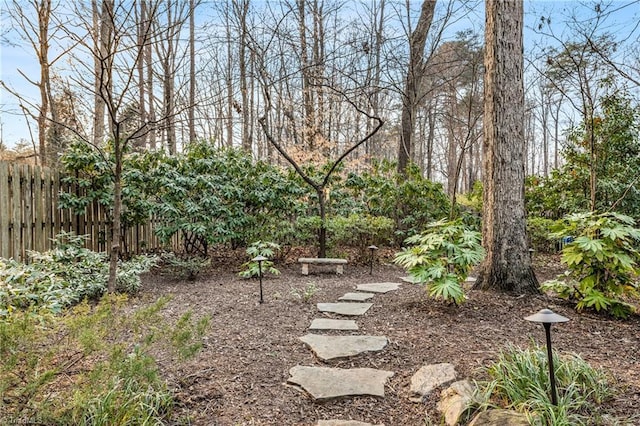 view of yard with fence