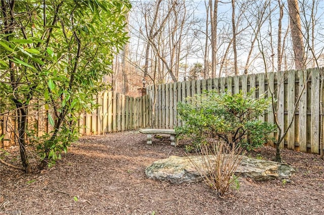 view of yard featuring a fenced backyard