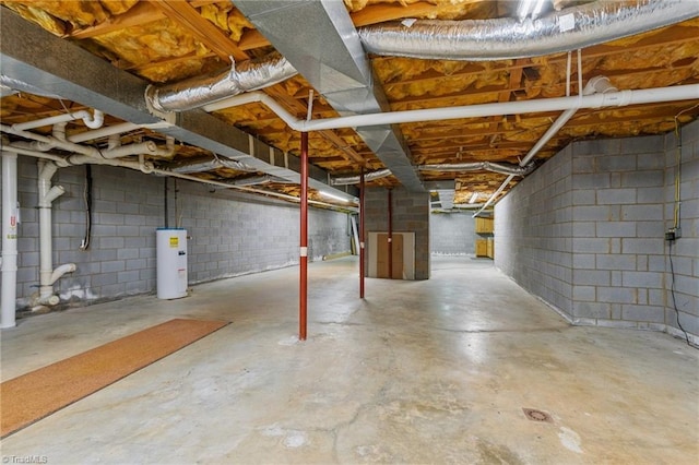 basement with water heater