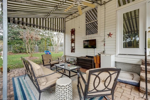 view of patio featuring an outdoor hangout area