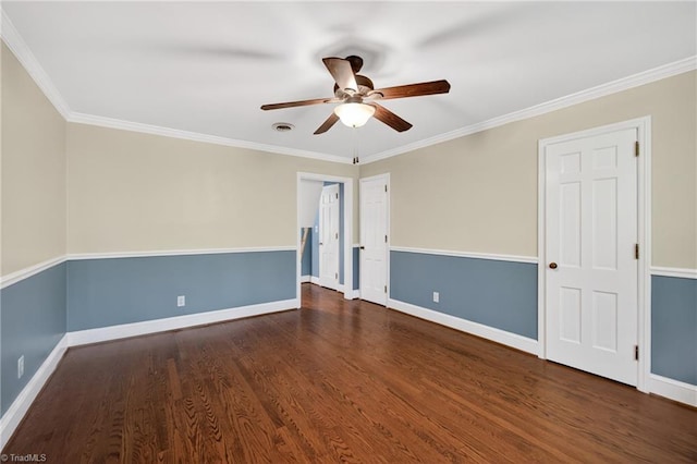 503 Tarleton Ave, Burlington, NC 27215 - empty room featuring a ceiling fan, wood finished floors, and ornamental molding