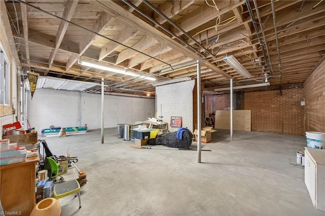503 Tarleton Ave, Burlington, NC 27215 - unfinished below grade area with brick wall