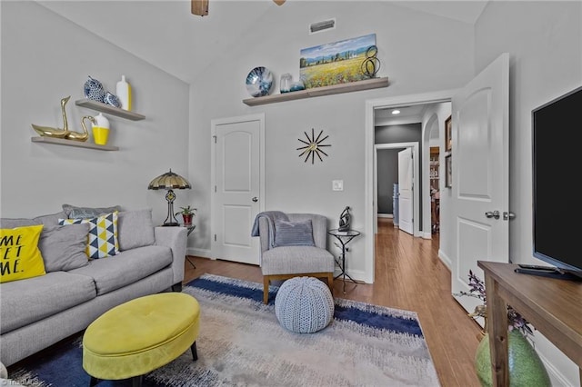 653 Piedmont Crossing Dr, High Point, NC 27265 - living room with vaulted ceiling and wood finished floors