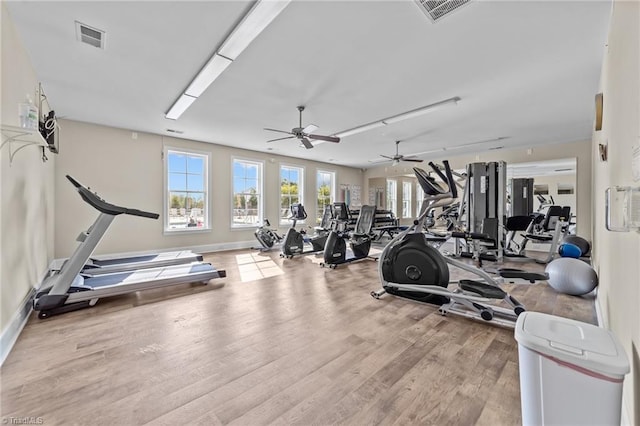 653 Piedmont Crossing Dr, High Point, NC 27265 - gym with wood finished floors and a ceiling fan