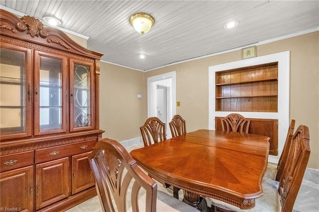 1821 Johnson St, High Point, NC 27262 - dining room featuring crown molding, recessed lighting, and built in shelves