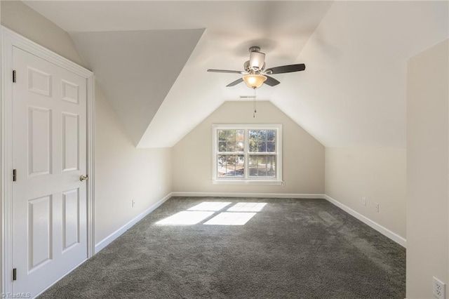 8105 Summit Springs Ct, Browns Summit, NC 27214 - bonus room featuring carpet, a ceiling fan, vaulted ceiling, and baseboards