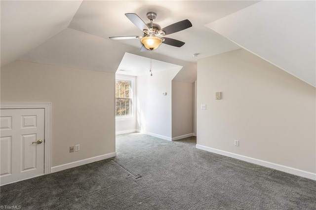 8105 Summit Springs Ct, Browns Summit, NC 27214 - bonus room with lofted ceiling, a ceiling fan, carpet floors, and baseboards