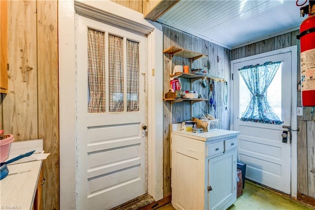 2405 Ellington St, Greensboro, NC 27403 - doorway to outside with wooden walls